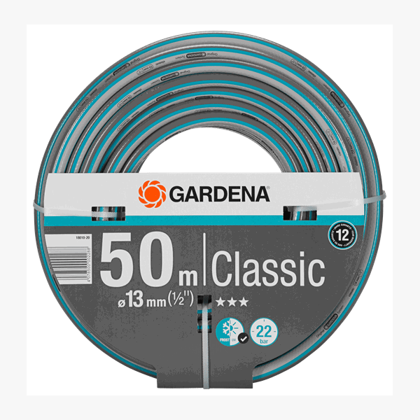 სარწყავი მილი Gardena 18010-20, 50m, Classic Hose 13mm, Black/Blue