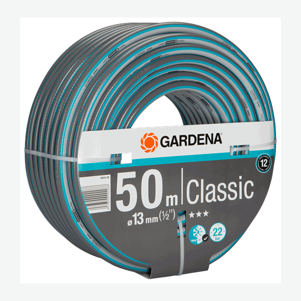 სარწყავი მილი Gardena 18010-20, 50m, Classic Hose 13mm, Black/Blue