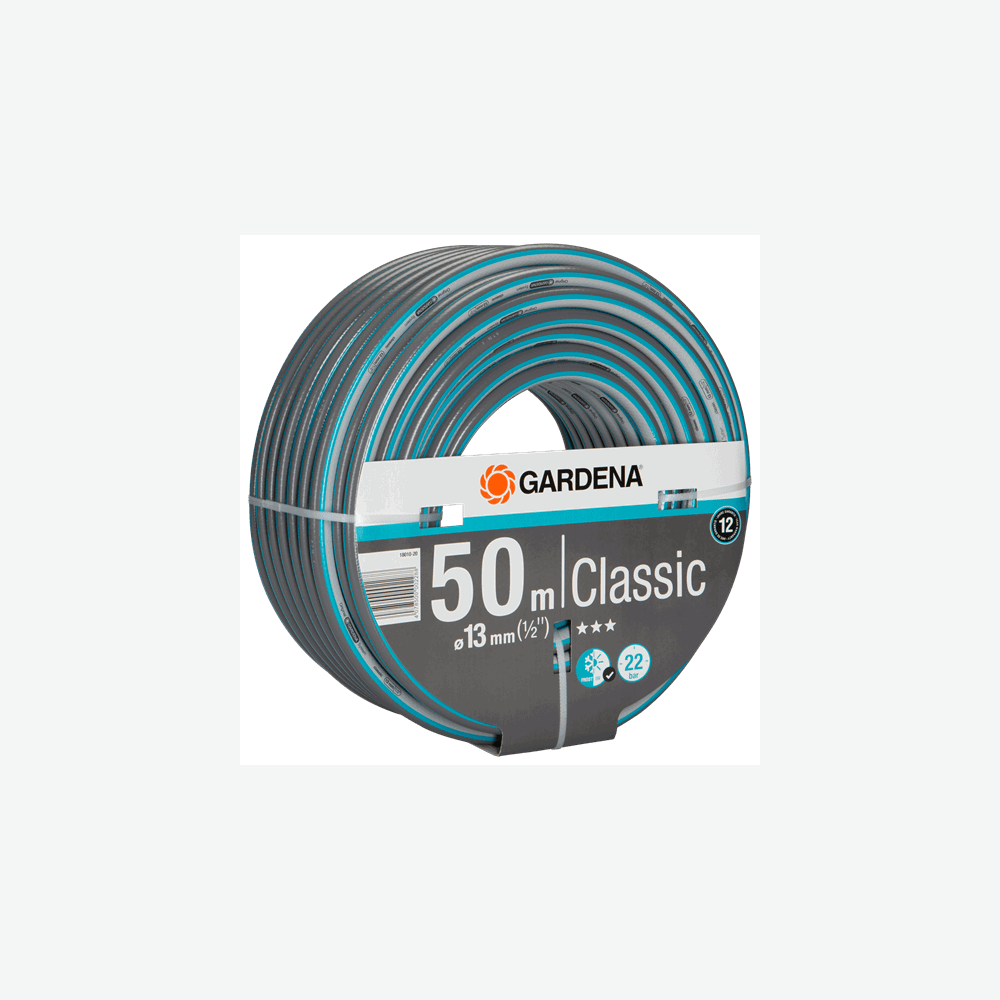 სარწყავი მილი Gardena 18010-20, 50m, Classic Hose 13mm, Black/Blue