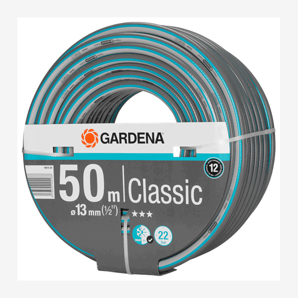 სარწყავი მილი Gardena 18010-20, 50m, Classic Hose 13mm, Black/Blue