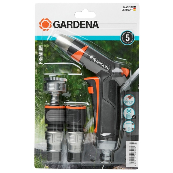 სარწყავი თავების კომპლექტი Gardena 18298-20, Hose Fittings Premium Basic Set, Black/Gray