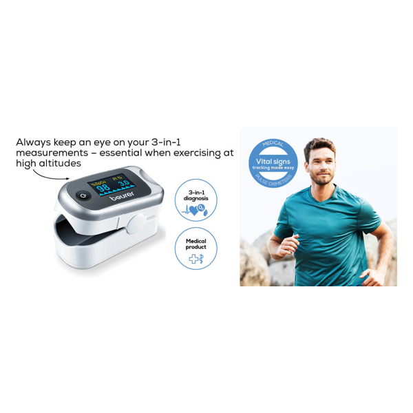 პულსოქსიმეტრი Beurer PO 40, Pulse Oximeter, White/Silver