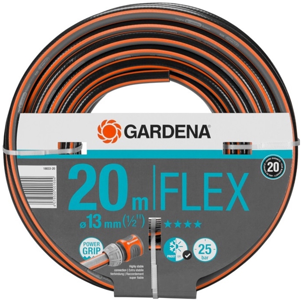 სარწყავი მილი Gardena Flex Hose 1/2", 20m, Black/Orange