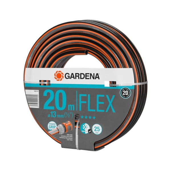 Gardena Flex Hose 1/2", 20m, Black/Orange