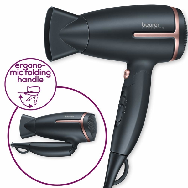 თმის საშრობი Beurer HC 25, 1600W, Travel Hair Dryer, Black