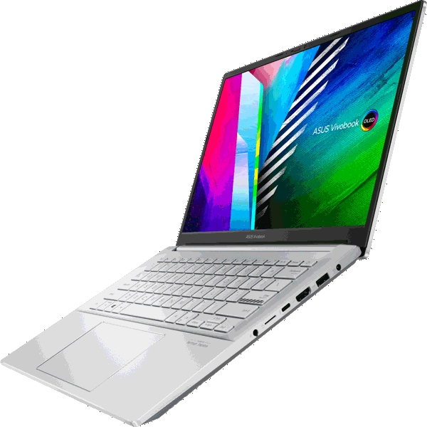 ნოუთბუქი Asus M3401QA-KM113 VivoBook Pro M3400 14" 2.8K, Ryzen 5 5600H, 8GB, 256GB SSD, Integrated, FreeDos, Silver