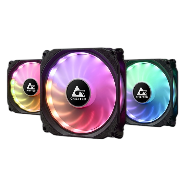 Chieftec CF-3012-RGB, LED, 120mm, 1200RPM, Cooler, Black