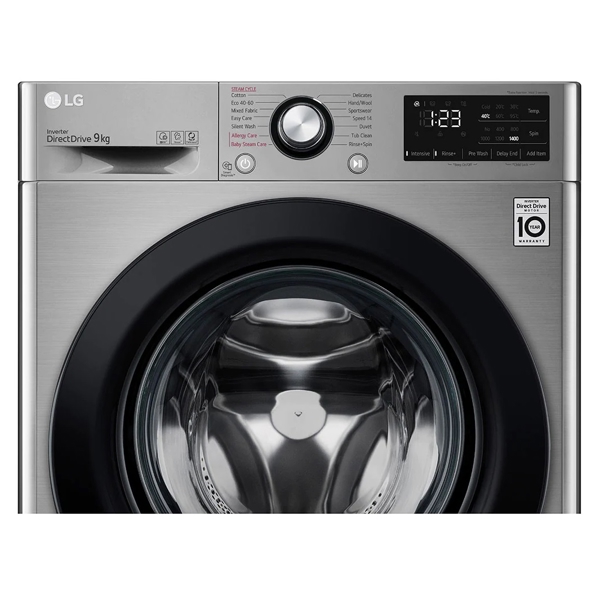 სარეცხი მანქანა LG F4WV309S6TE, 9Kg, B, 1400Rpm, 73Db, Washing Machine, Silver steel