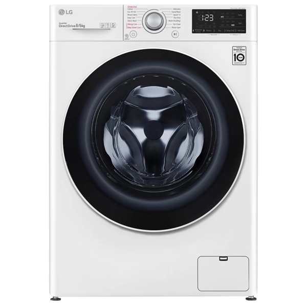 სარეცხი მანქანა LG F4DV328S0U, 8Kg, B, 1400Rpm, 54Db, Washing Machine + Drying, White