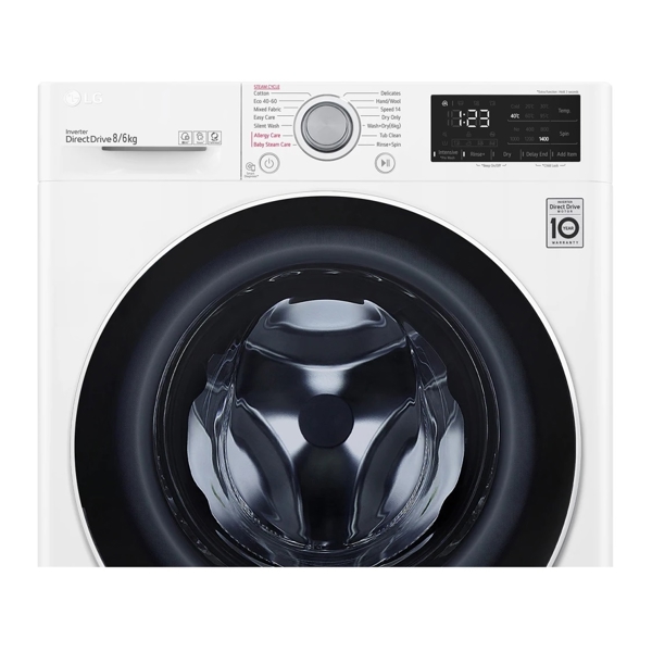 სარეცხი მანქანა LG F4DV328S0U, 8Kg, B, 1400Rpm, 54Db, Washing Machine + Drying, White