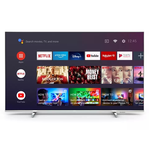 ტელევიზორი Philips 43PUS7956/12, 43", 4K UHD, Smart TV, Android TV, HDMI, USB, RJ-45, CI, BT, WIFI, Light Silver 