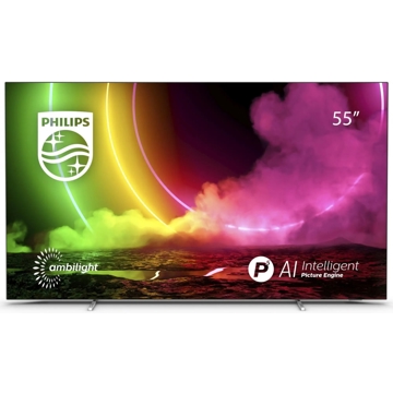 ტელევიზორი Philips 55OLED806/12, 55", 4K UHD, Smart TV, Android TV, HDMI, USB, RJ-45, BT, WIFI, Metal Grey