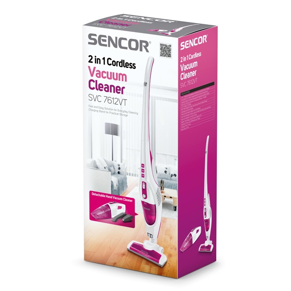 მტვერსასრუტი Sencor SVC 7612VT 70W, 0.5L, 2-in-1 Vacuum Cleaner, White/Pink