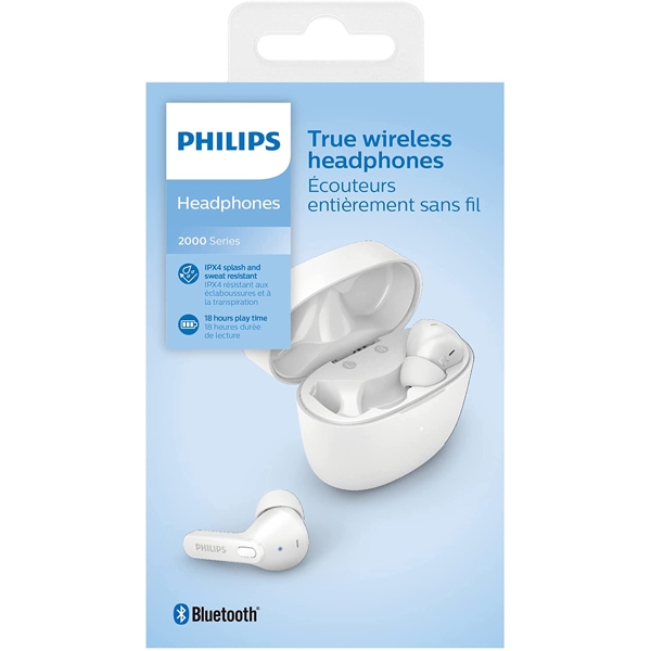 ყურსასმენი Philips TAT2206WT/00 Headphones, Wireless, Bluetooth, IPX4, White