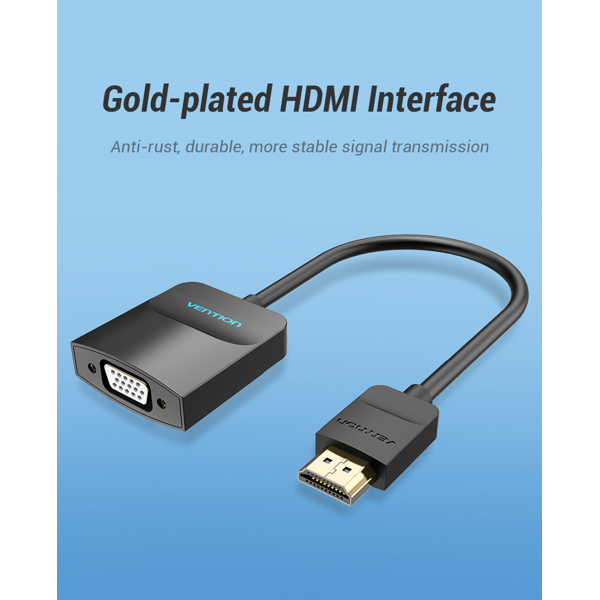 ადაპტერი Vention 42154 HDMI to VGA Converter, 0.15m, Black