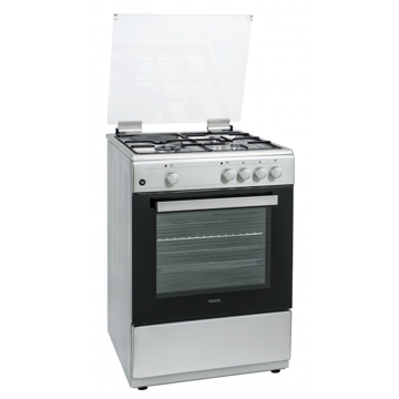 გაზქურა Vestel F66G31X 3G+1E, Oven Electric, Black/Silver