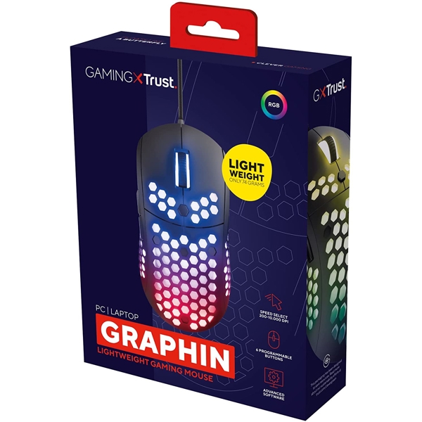 მაუსი Trust GXT 960 Graphin, Wired, USB, Gaming Mouse, Black