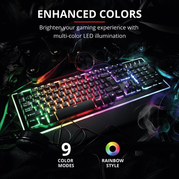 კლავიატურა Trust GXT 860 Thura, Wired, RGB, USB, Gaming Keyboard, Black