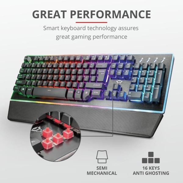 კლავიატურა Trust GXT 860 Thura, Wired, RGB, USB, Gaming Keyboard, Black