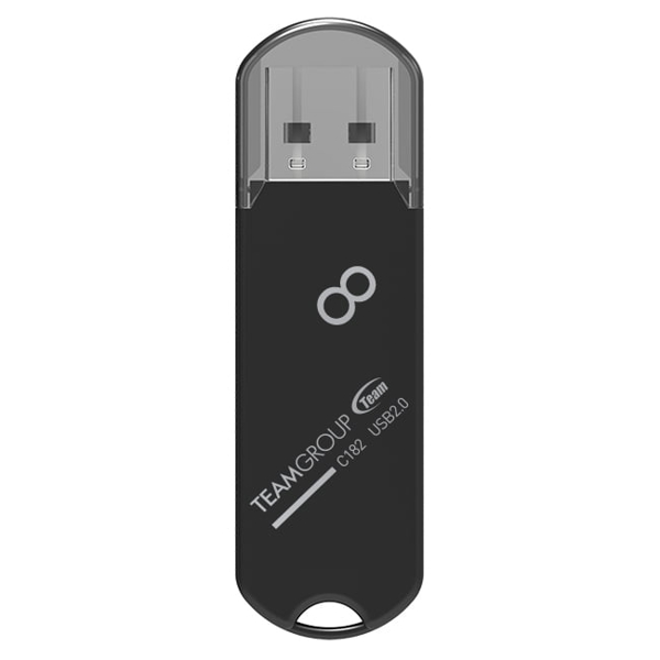 USB ფლეშ მეხსიერება Team C182, 8GB, USB 2.0, Black