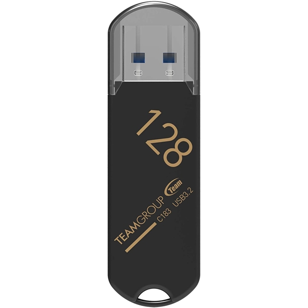 USB ფლეშ მეხსიერება Team C183, 128GB, USB 3.2 (3.1/3.0), Black