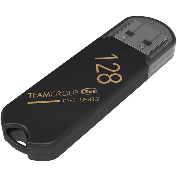 USB ფლეშ მეხსიერება Team C183, 128GB, USB 3.2 (3.1/3.0), Black