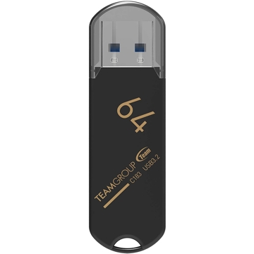 USB ფლეშ მეხსიერება Team C183, 64GB, USB 3.2 (3.1/3.0), Black