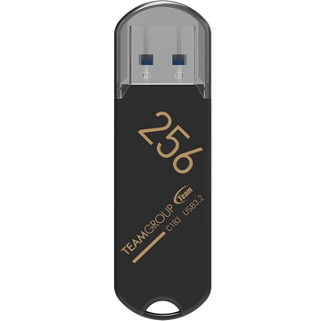 USB ფლეშ მეხსიერება Team C183, 256GB, USB 3.2 (3.1/3.0), Black