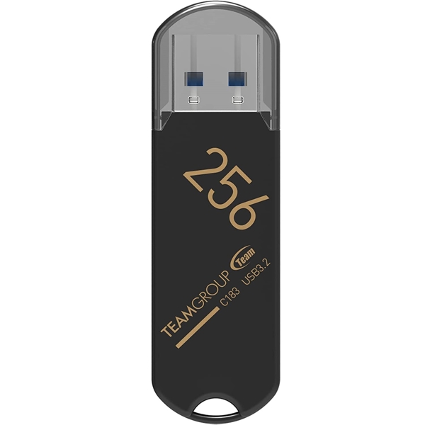 USB ფლეშ მეხსიერება Team C183, 256GB, USB 3.2 (3.1/3.0), Black