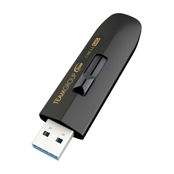 USB ფლეშ მეხსიერება Team C186, 64GB, USB 3.2 (3.1/3.0), Black