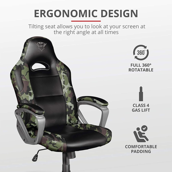 გეიმერული სავარძელი Trust GXT 705C Ryon, Gaming Chair, Black/Green