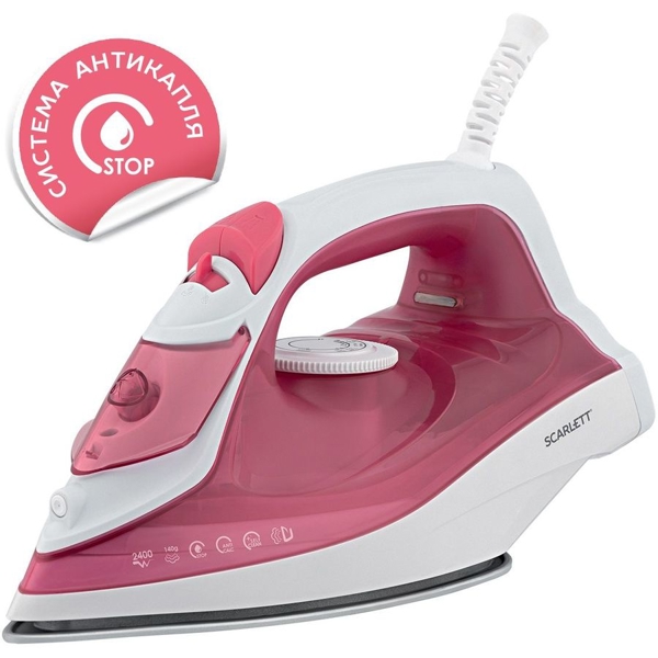 ორთქლის უთო Scarlett SC-SI30K56, 2400W, 280ML, Steam Iron, Pink