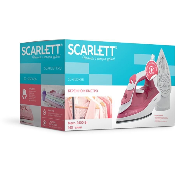 ორთქლის უთო Scarlett SC-SI30K56, 2400W, 280ML, Steam Iron, Pink