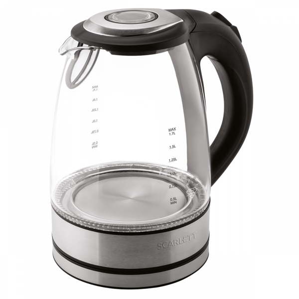 ელექტრო ჩაიდანი Scarlett SC-EK27G12, 2200W, 1.7L, Electric Kettle, Black