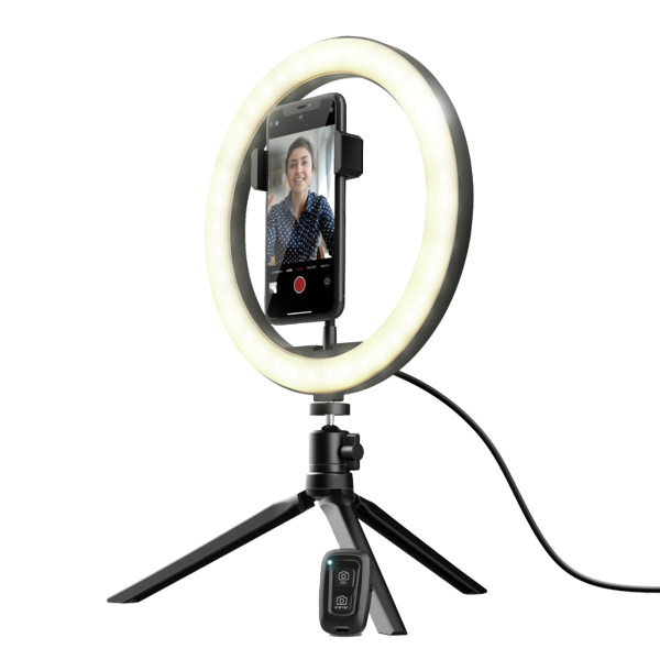 სელფის განათება Trust Maku, Ring Light Vlogging Kit, Black