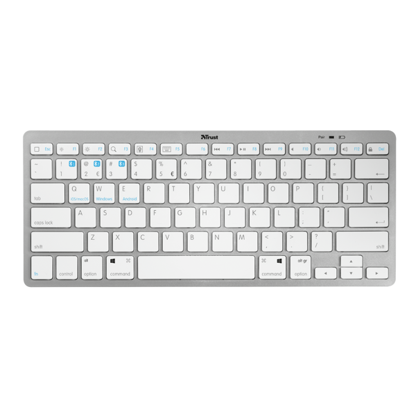 კლავიატურა Trust Nado, Wireless, Bluetooth, Keyboard, White