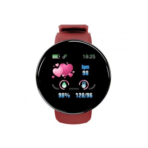 სმარტ საათი Wegi D18, 1.3", Bluetooth Smart Watch, IP65 Waterproof, Red