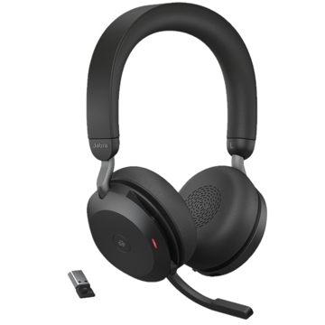 ყურსასმენი Jabra Evolve2 75 MS Stereo Headset, Wireless, USB-A, BT, Black