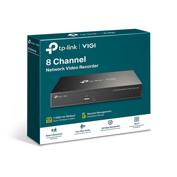 TP-Link VIGI NVR1008H, 8 Channel Network Video Recorder, Black