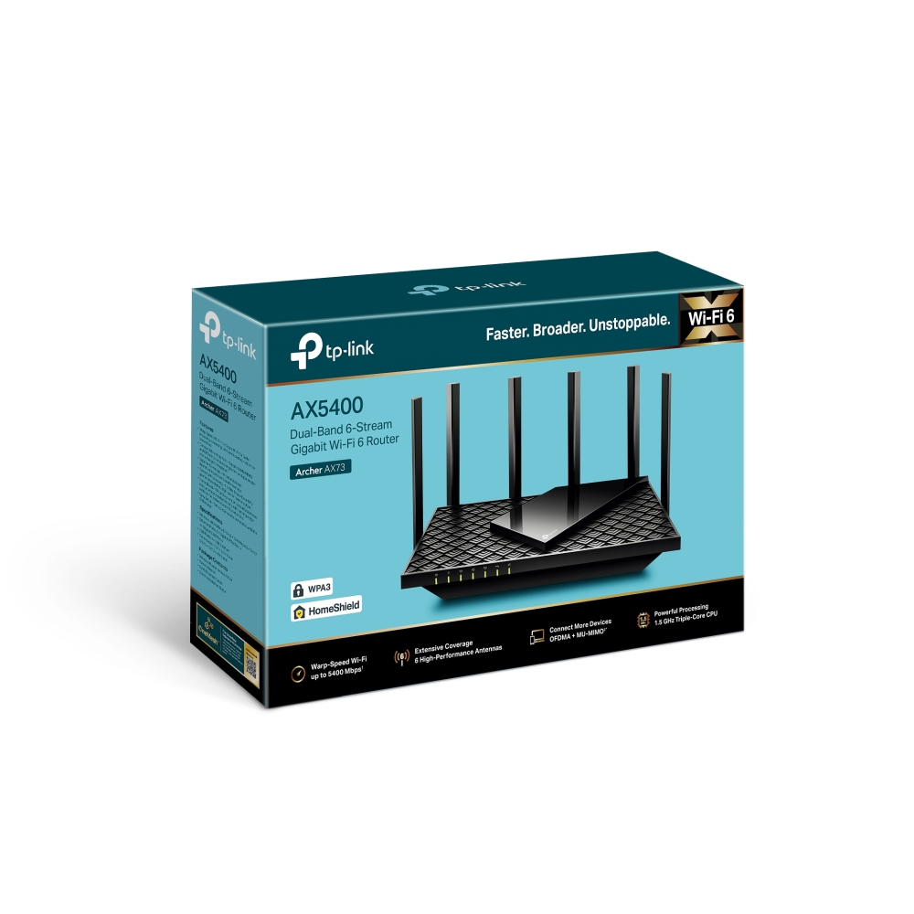 TP-Link Archer AX73, 5400Mbps, Wireless Router, Black