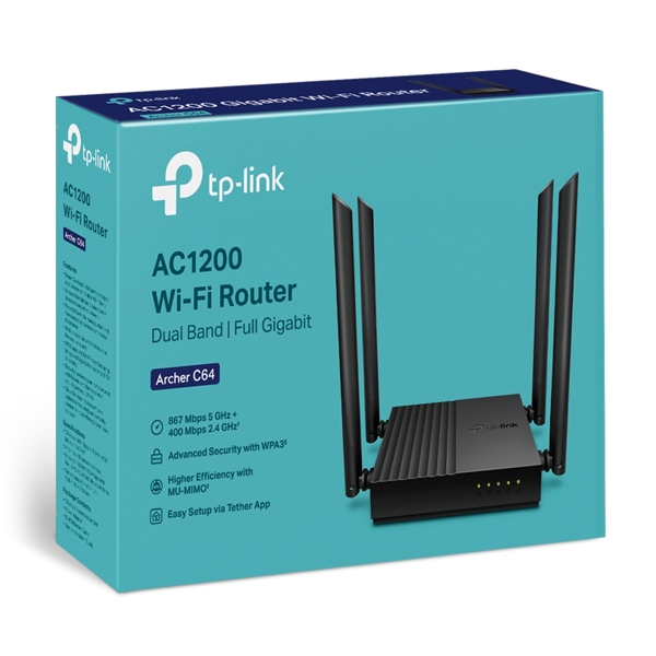 როუტერი TP-Link Archer C64, 1200Mbps, Wireless Router, Black