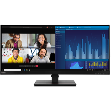 Lenovo 62CCRAT3EU ThinkVision, 34", Curved Monitor, WQHD, IPS, HDMI, DP, USB, USB-C, Black