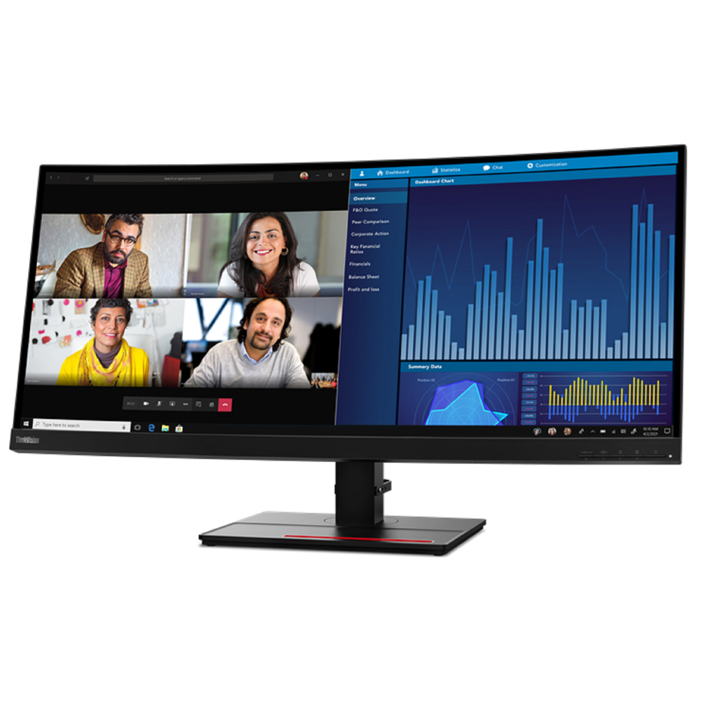 Lenovo 62CCRAT3EU ThinkVision, 34", Curved Monitor, WQHD, IPS, HDMI, DP, USB, USB-C, Black