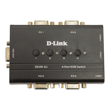 სვიჩი D-Link DKVM-4U, 4-Port KVM Switch, VGA, USB, Black