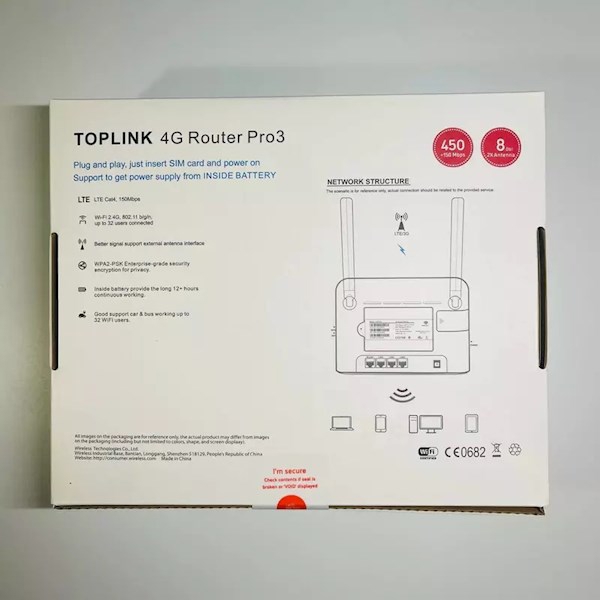 4G როუტერი TopLink HW715s, 150Mbps, 4G Router Pro 3, LTE White