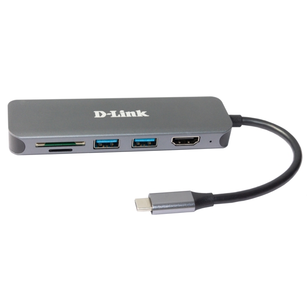 USB ჰაბი D-Link DUB-2327, 6-in-1 USB-C Hub, Gray