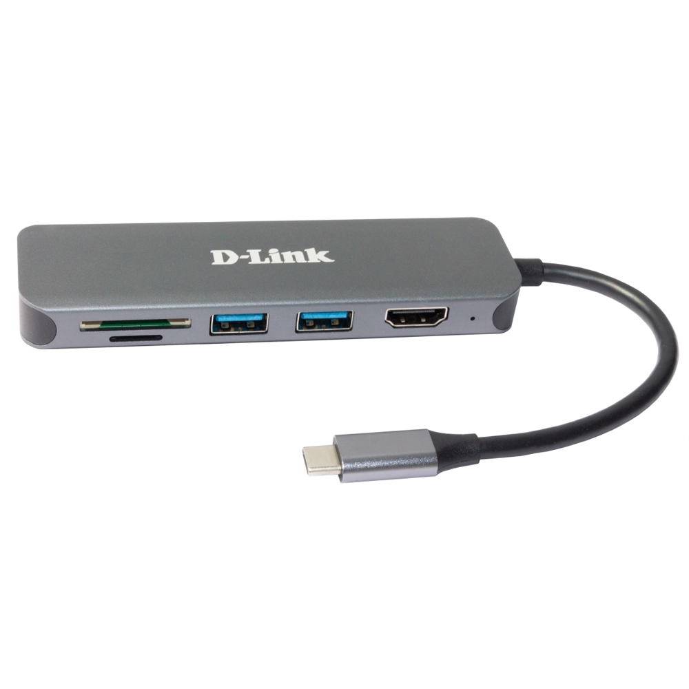 USB ჰაბი D-Link DUB-2327, 6-in-1 Type-c Hub, Gray