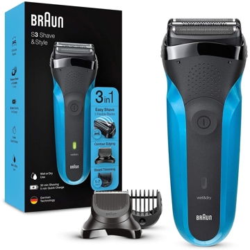 წვერსაპარსი Braun 310BT BLK, Electric Shaver, Black/Blue