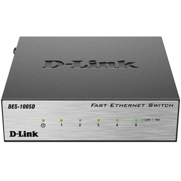 სვიჩი D-Link DES-1005D, Unmanaged Switch, 5 ports 10/100Base-TX, Gray