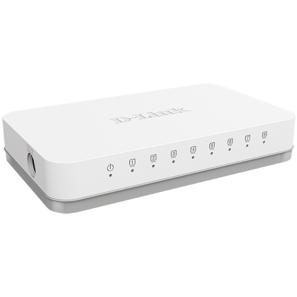 D-Link DGS-1008A, Unmanaged Switch, 8 Port 10/100/1000Base-T, White